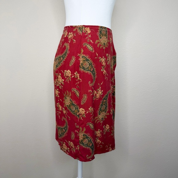 Vintage Limited America Red Floral & Paisley 100% Silk Wrap Mini Skirt Sz S - Picture 5 of 9